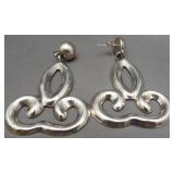 Pair of sterling silver pierced earrings.