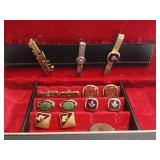 (5) Pairs of cuff links and (3) Tie clips