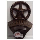 Cast iron wall mount bottle opener with star