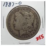 1887-O  Morgan silver dollar.