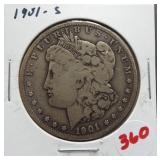 1901-S  Morgan silver dollar.