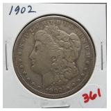 1902  Morgan silver dollar.