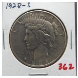 1928-S Peace silver dollar.