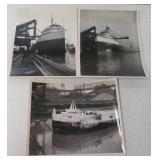 (3) Vintage photographs of ships at the Ford