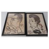 (2) 1959 Caricatures by Lazar Krstich New York.