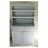 Entry hall cupboard with wire basket. Measures