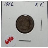 1916 Barber dime. XF.