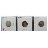 (3) Early mercury dimes: 1925-S, 1929-D, 1930.