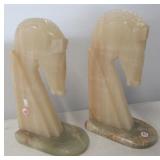 Pair of large marble horse head bookends. Measure