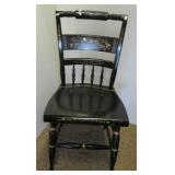 Vintage wood black kitchen chair with gold