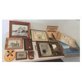 Vintage items including framed photographs,