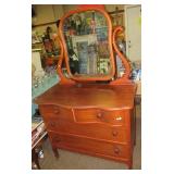 Vintage cherry wood colored four drawer dresser