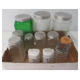 (7) Vintage canisters and (5) Salt or pepper