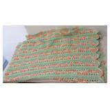 Hand crocheted Mile-a-Minute afghan. Measures