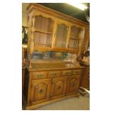 Keller two piece wood hutch with upper glass