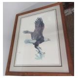 Framed and matted eagle print by Hugh Hirtle.