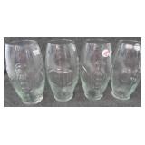 (4) Football glasses. Measure 6.5" tall.