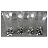 (4) Double shot glasses with black and white