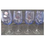 (4) Lilac colored stemmed wine glasses. Measure