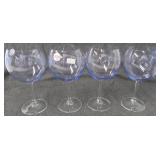 (4) Lilac colored stemmed wine glasses. Measure