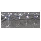 (4) Crystal stemmed margarita glasses. Measures