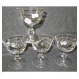 (4) Vintage crystal sherbet/Champaign etched