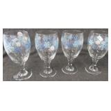 (4) Snowflake goblets. Measure 7" tall.