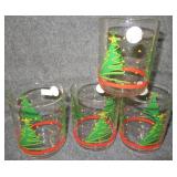 (4) Libby Christmas tree glasses. Measure 4"