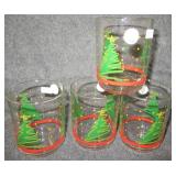 (4) Libby Christmas tree glasses. Measure 4"