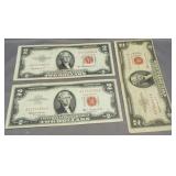 (3) $2 US Red Seal notes: 1953A, 1953B, 1963.
