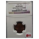 1916 Lincoln Wheat cent. NGC AU details,