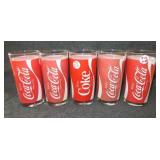 (5) Vintage Coca-Cola glasses. Measure 5.5" tall.