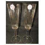 (2) Crystal stemmed Champaign glasses. Measure 9"
