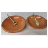 (2) Vintage wood dough bowls with (2) Vintage