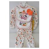 New Halloween two piece pajama set with 3 bibs.