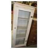 Modern wood pie cabinet with screen door front,