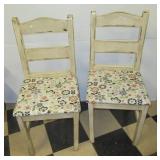 Pair of vintage wood kitchen chairs with vinyl