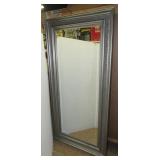 Very large framed beveled glass mirror. Measures