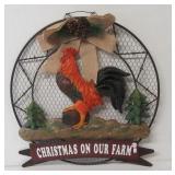 Modern rooster "Christmas On Our Farm" wall décor
