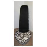 Large zebra print shoe chair. Measures 37" tall.