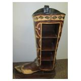 Large cowboy boot display stand. Measures 35"