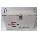 Vintage metal Pepsi-Cola cooler. Measures 12.5" h