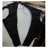 Street & Steel deep pocket black leather chaps.