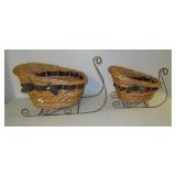 (2) Various sized matching wicker sleigh baskets.