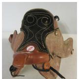 Miniature leather western horse saddle. Measures