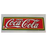 Porcelain Drink Coca-Cola sign. Measures 6" x