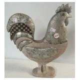 Folk art rooster display. Measures 13.25" tall.