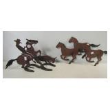 (2) Modern metal horse display pieces including