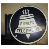 Vintage metal Public Telephone flange sign.