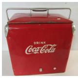 Vintage Coca-Cola cooler. Measures 17" h x 17" w
